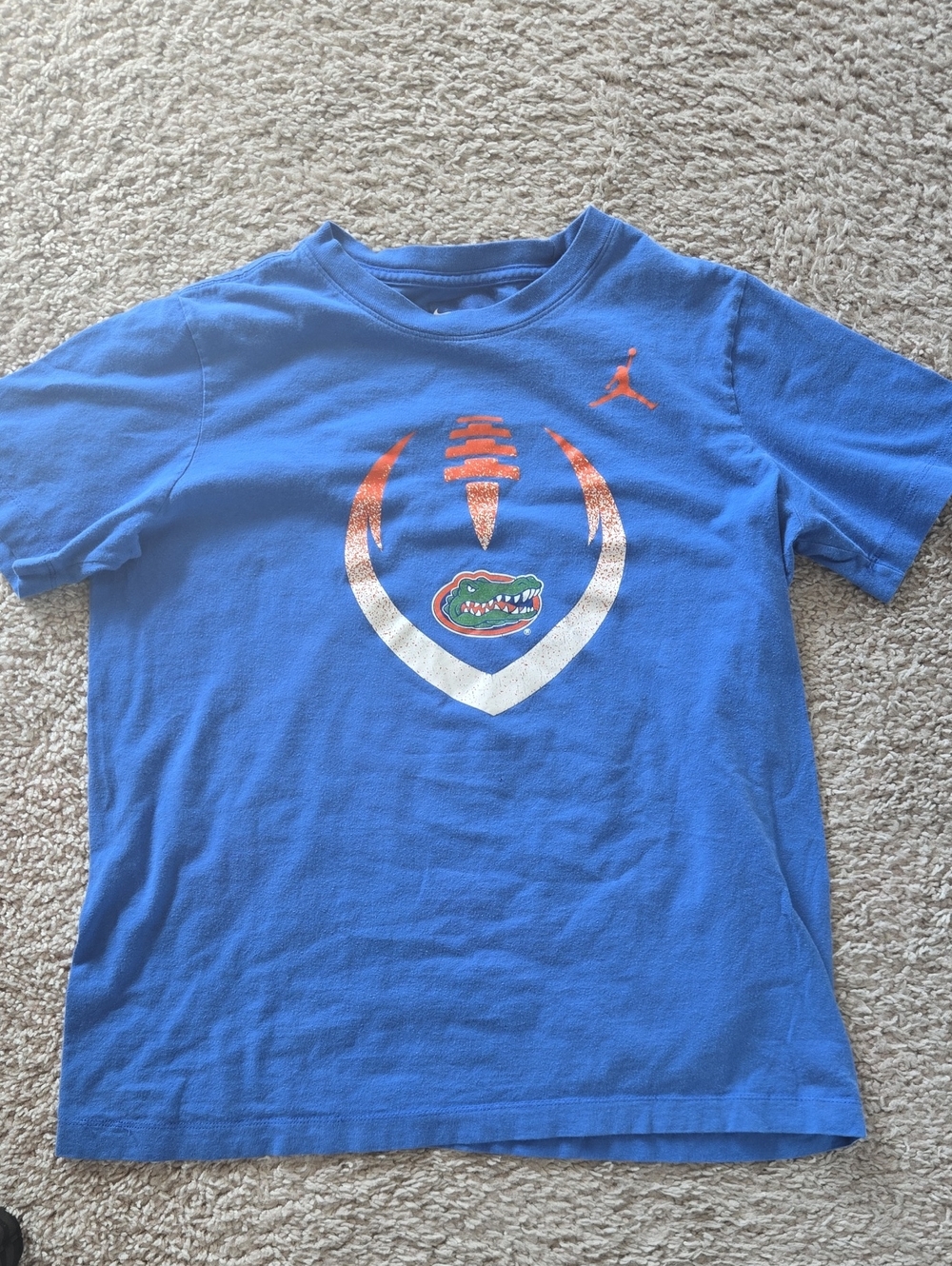 Nike Blue Kids Gators Football Graphic Tee with Orange Accents